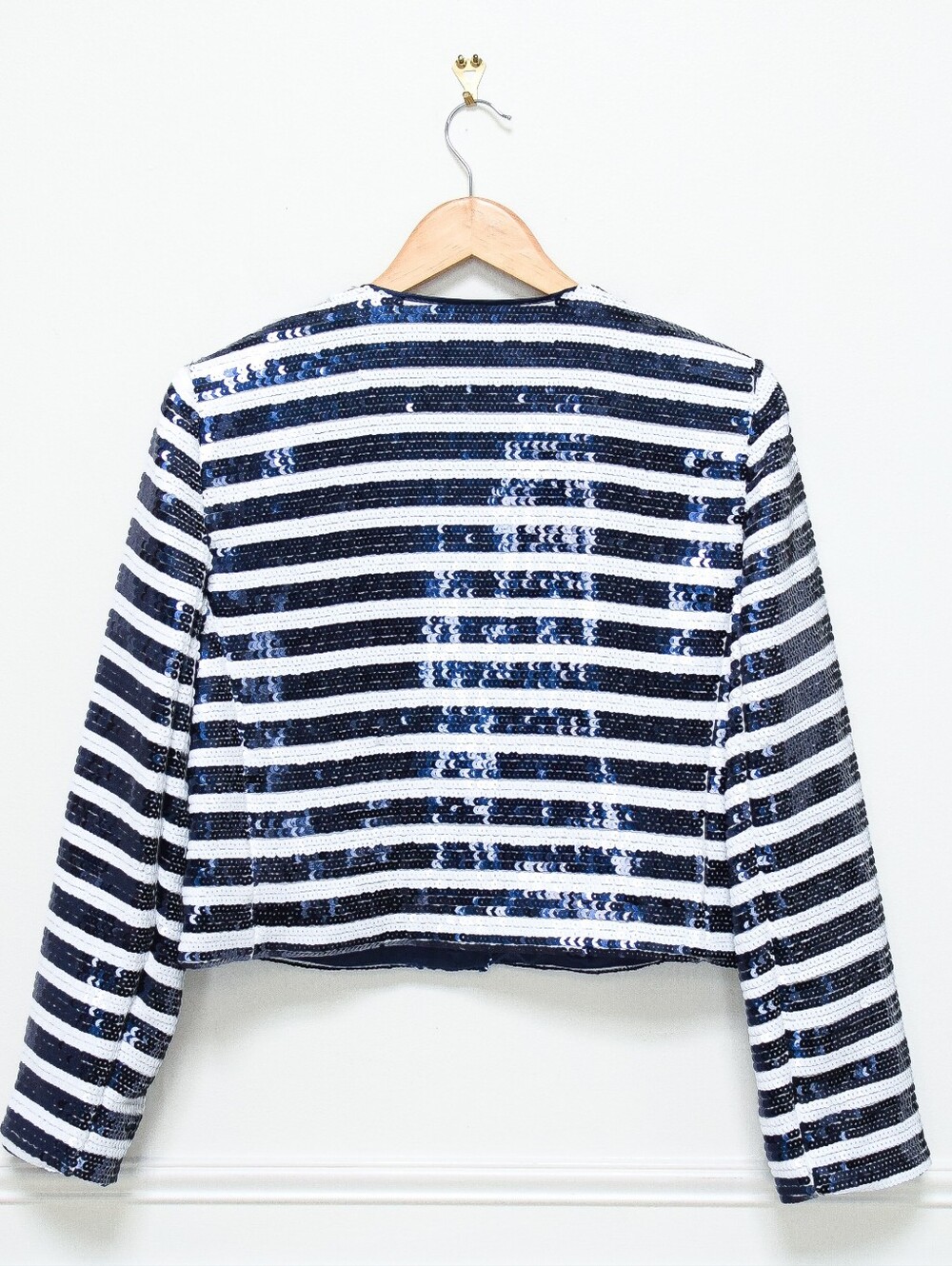 NWT J. Crew Collection Louisa Lady Jacket Sequin Blazer Striped Blue White Sz 8 - Picture 10 of 14